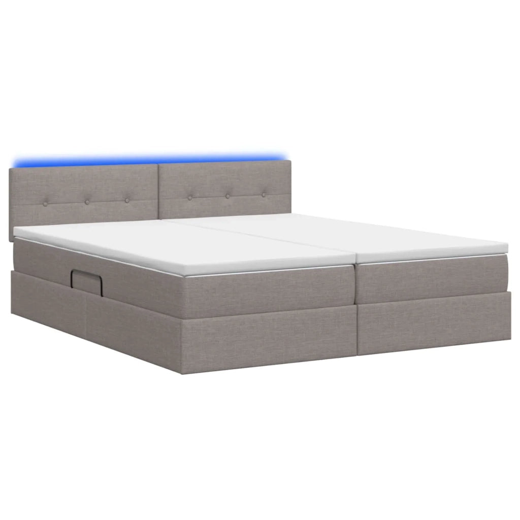 Letto con contenitore LED e materasso Tortora 200 x 200 cm 3459357