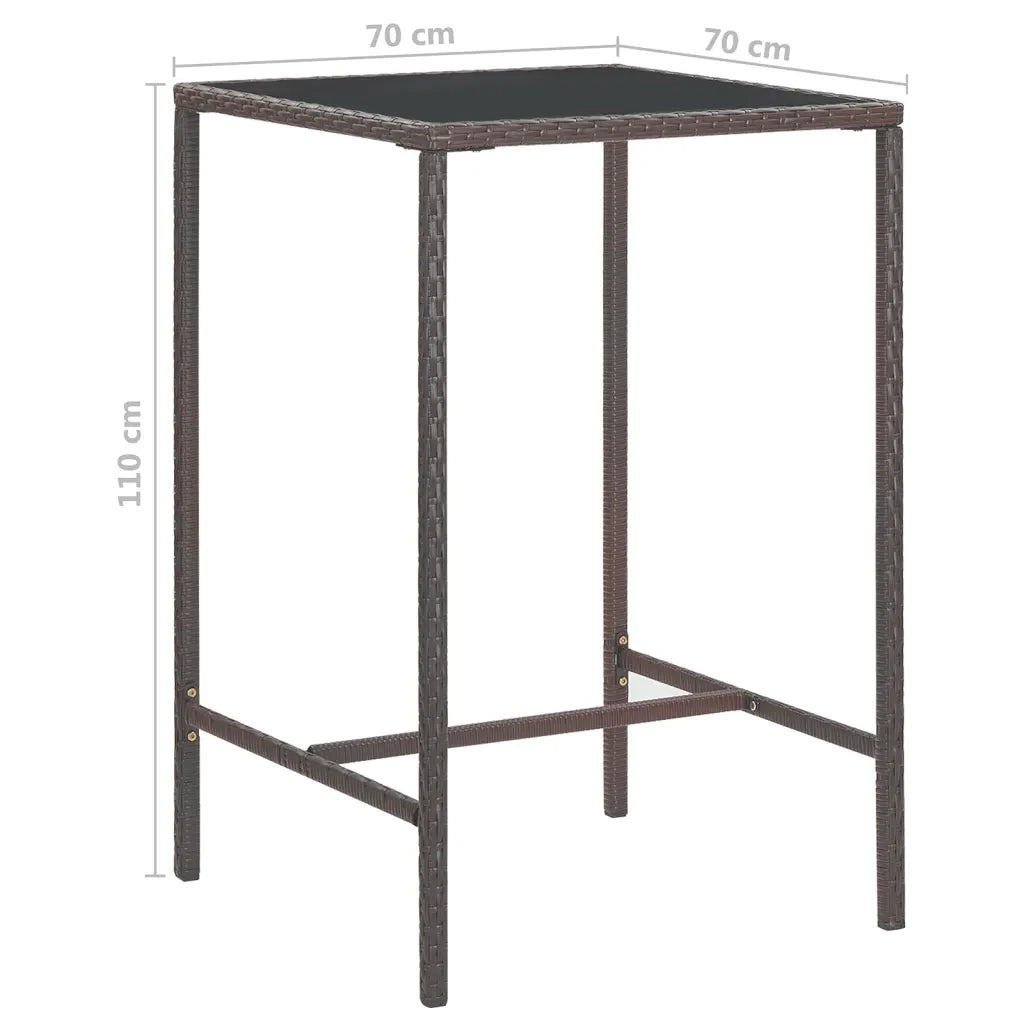 Set Bar da Giardino 3 pz con Cuscini in Polyrattan Marrone 3094786