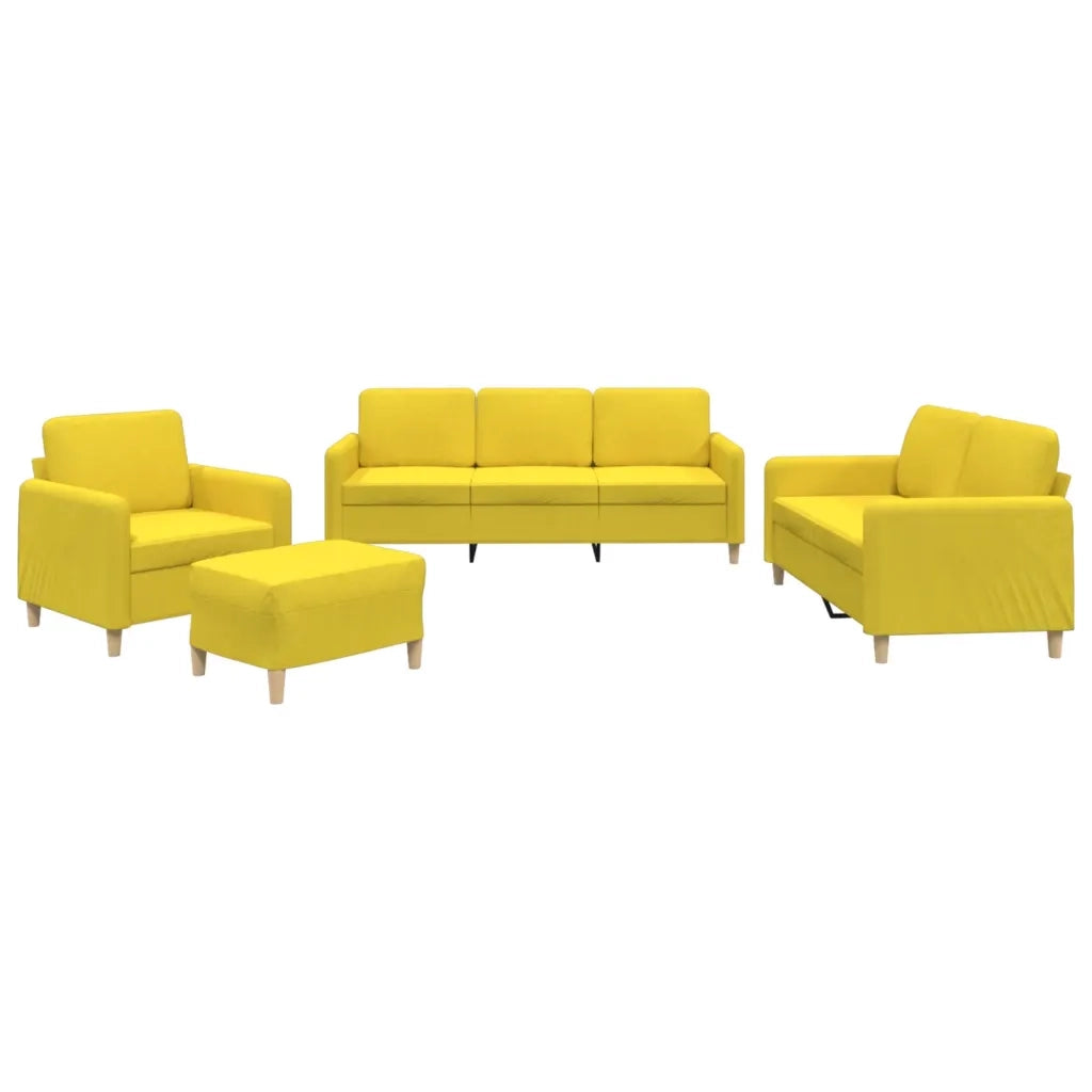 Set di Divani 4 pz con Cuscini Giallo Chiaro in Tessuto 3202067