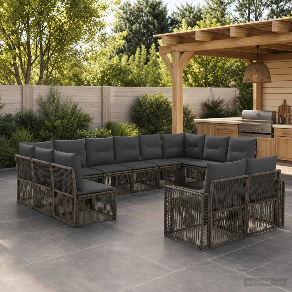 Set Divano da Giardino 12 pz Grigio e Grigio Scuro polyrattan 3435269