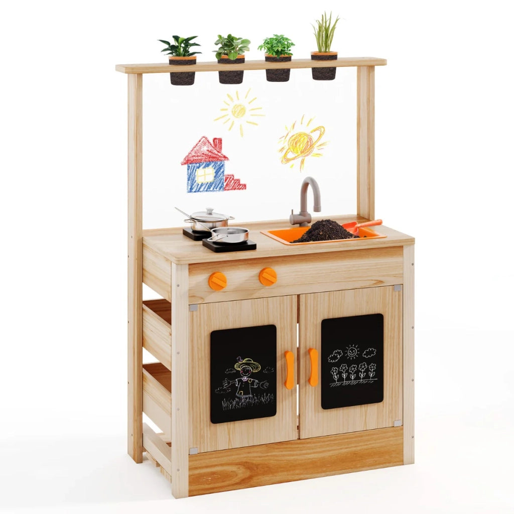 Cucina da gioco per esterni con contenitore 68 x 34 x 93 cm 4 vasi per piante design pratico e naturale 20_0011597