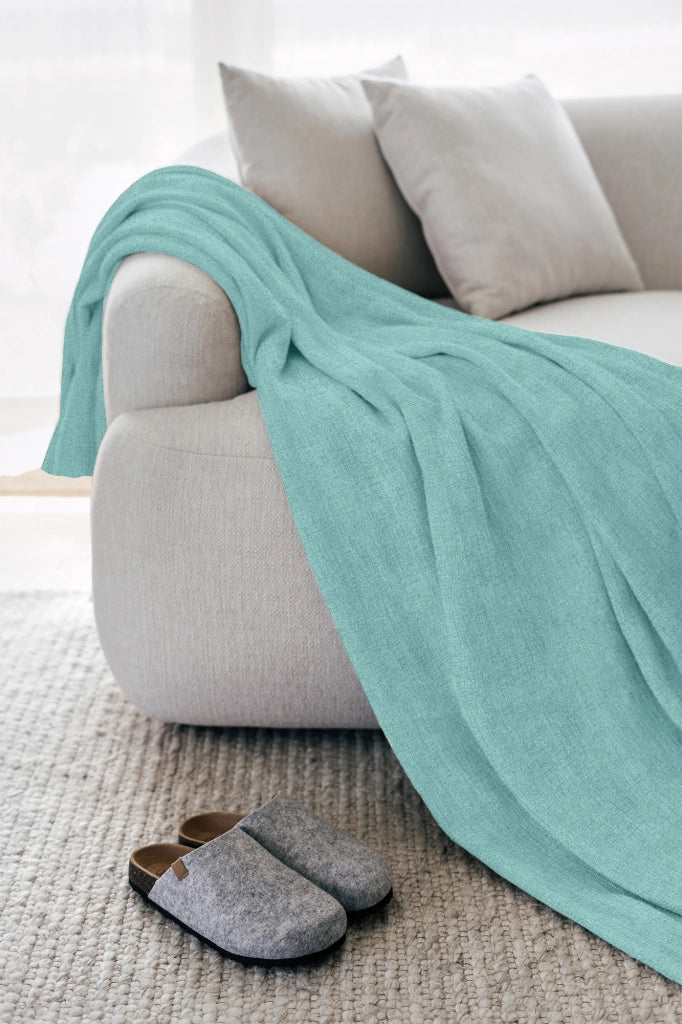 Telo Arredo Tinta Unita Made in Italy in Cotone Panama Grandfoulard Copritutto Azzurro Chiaro - 2 Posti 280x240