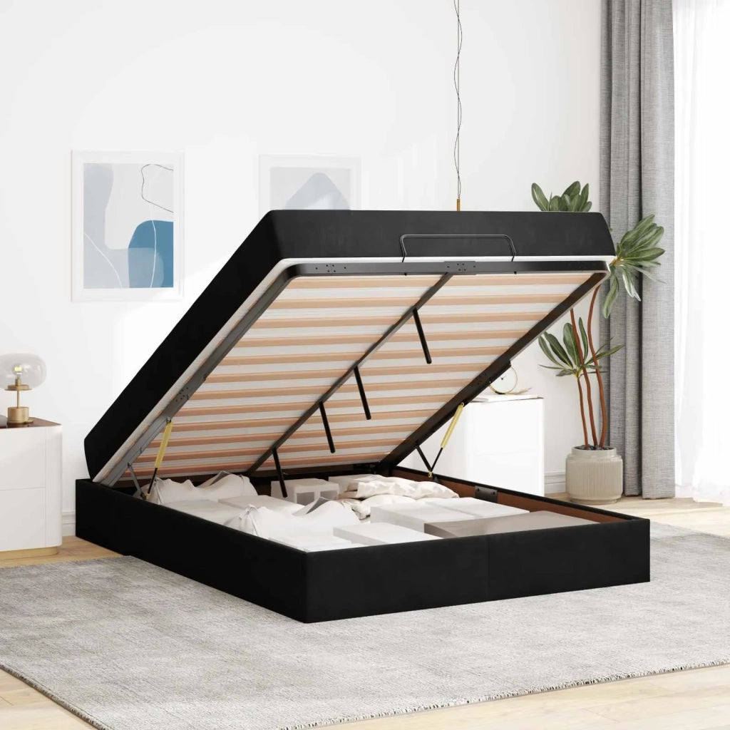 Struttura letto con materasso con materasso 2 pcs Nero Velluto