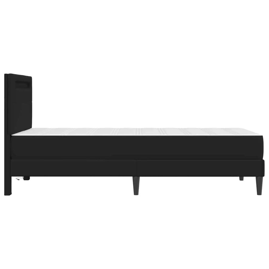Struttura del letto con strisce LED-Giroletto con luci Nero 90 x 200 cm Similpelle 798260