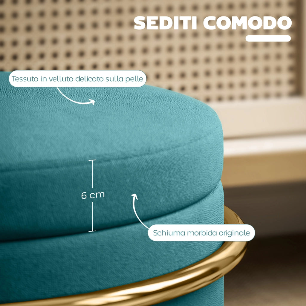 Pouf Contenitore Rotondo ¨C Xylo ¨C Velluto Verde ?42x39cm 24L