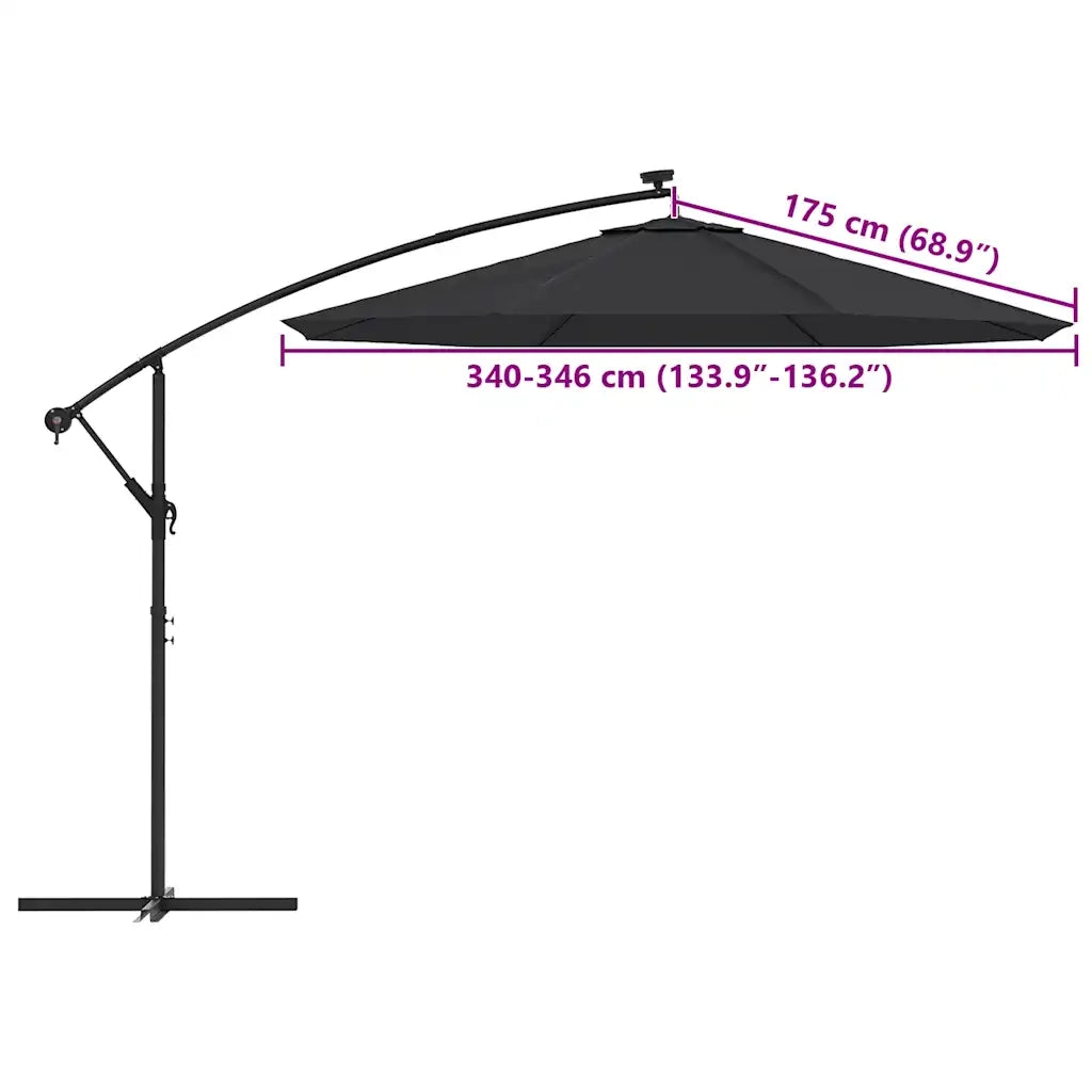 Telo di Ricambio per Ombrellone Nero 350 cm 313818