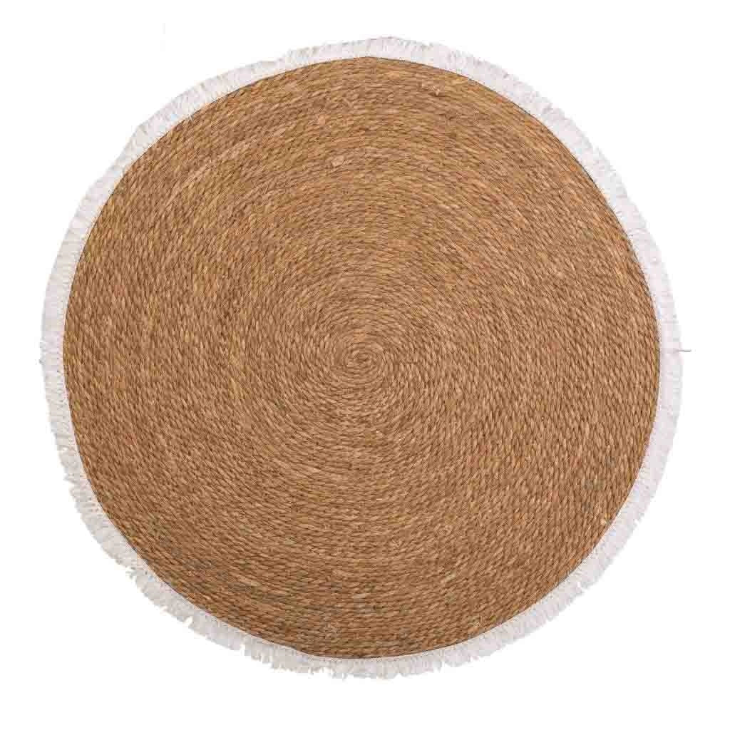 Tappeto marrone in fibra naturale intrecciato a mano d100x1h