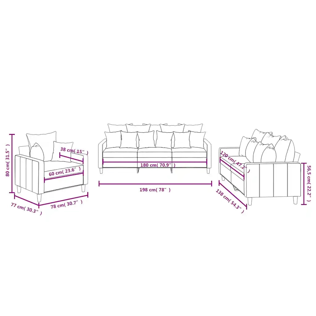 Set di Divani 3 pz con Cuscini giallo in Velluto 3201686
