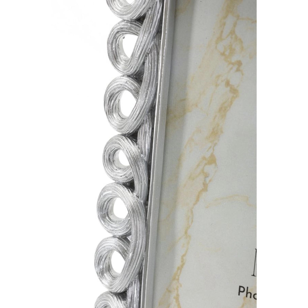 Cornice portafoto Hollow argento con decoro a intrecci 15x20 cm