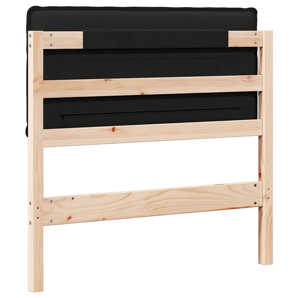 Testiera | Testata imbottita Naturale e Nero 80 cm Pino massello