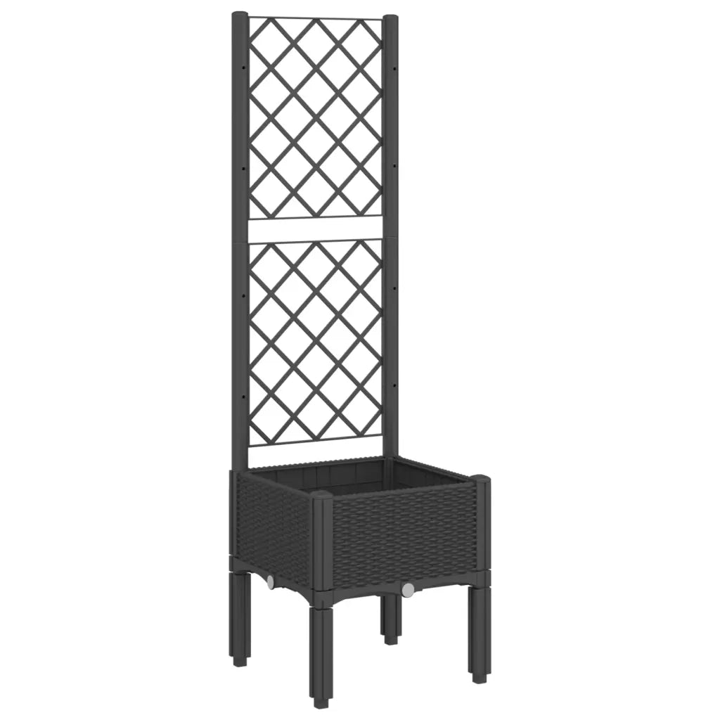 Fioriera | Cassetta per fiori | Vaso da Giardino con Traliccio Nera 40x40x142 cm in PP