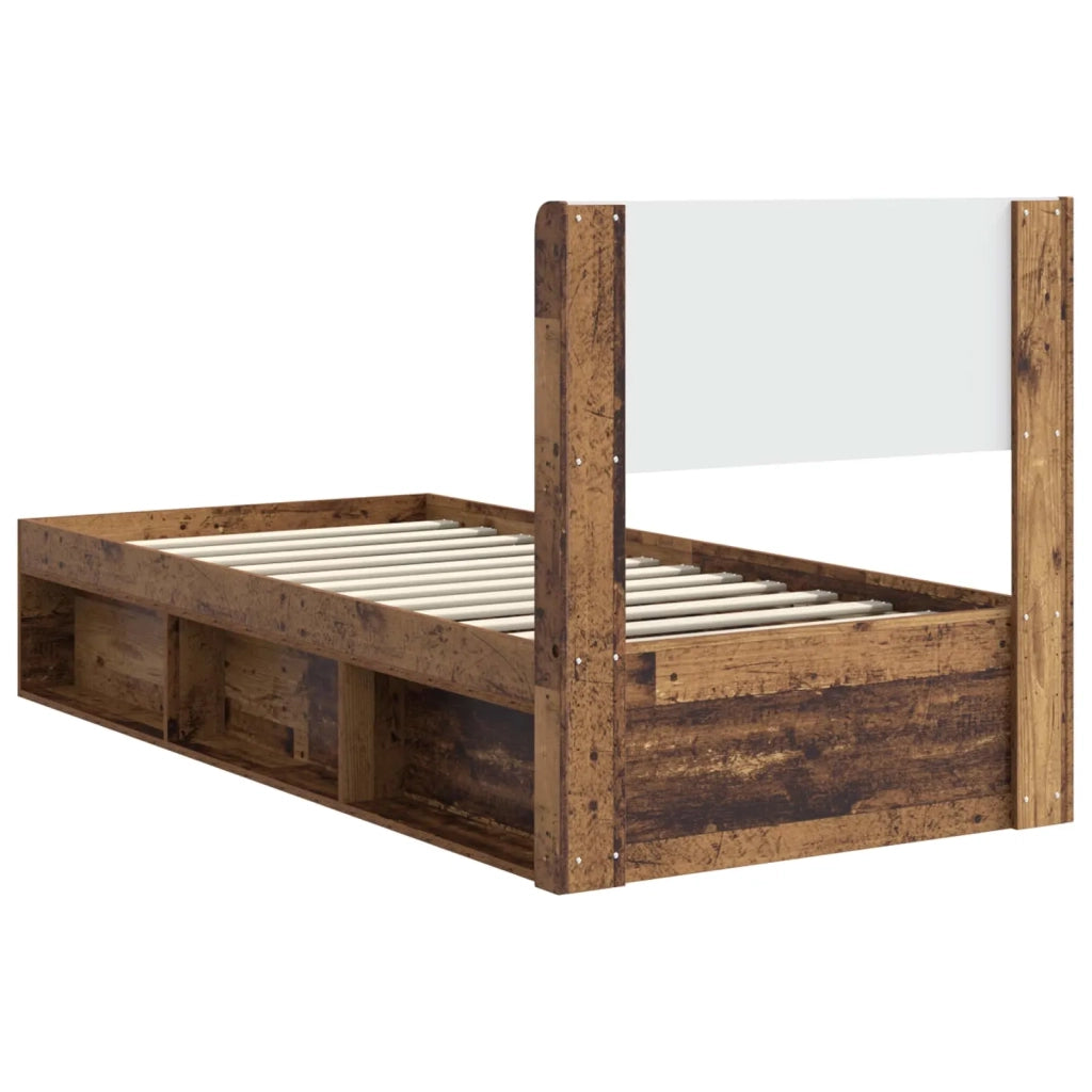 Struttura del letto con stoccaggio e testata-Giroletto con contenitore Legno antico 832615