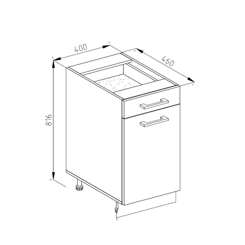 Vicco Mobiletto base per cucina Bianco casa di campagna 40 cm , PL Marmo