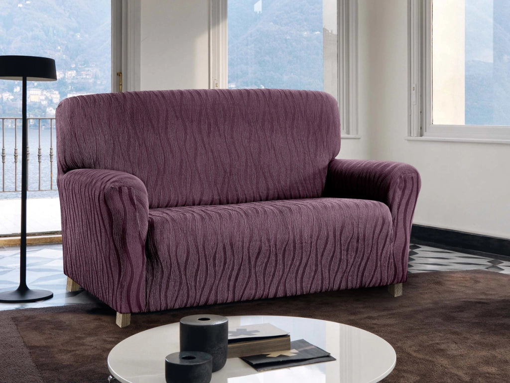 Copridivano Sofà Poltrona Elasticizzato Protezione Macchie Modello Wonderful - 3 Posti - Lilla