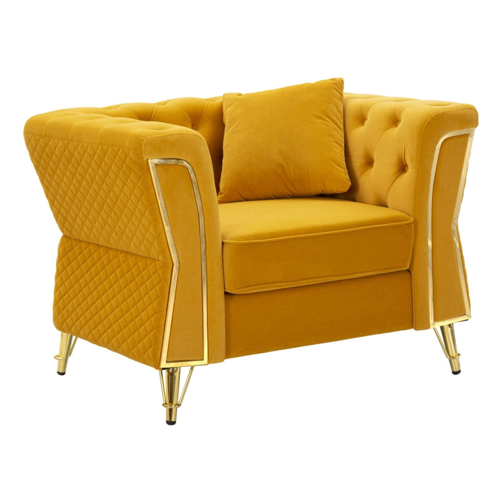 Poltrona VKH320, Giallo, Legno, 104x83x76 cm
