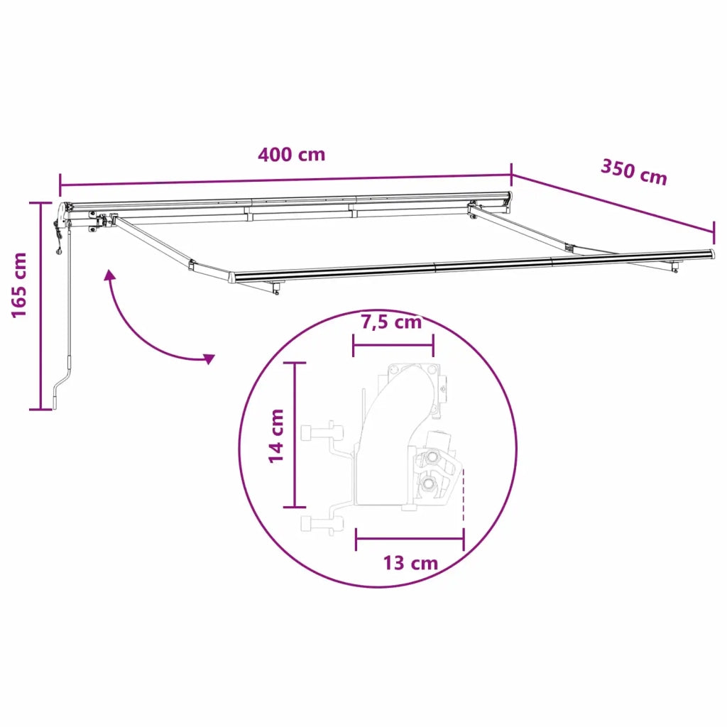 Tenda retrattile Sabbia 400 × 350 cm Tessuto e Alluminio 3426124