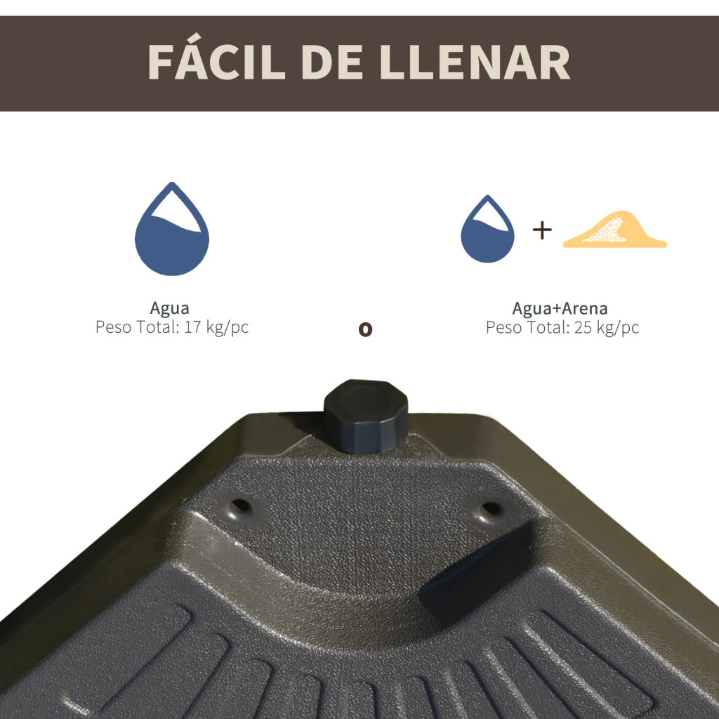 Base per Ombrellone Riempi con Sabbia e Acqua ¨C zephmum ¨C 100x100x10,5 cm Marrone