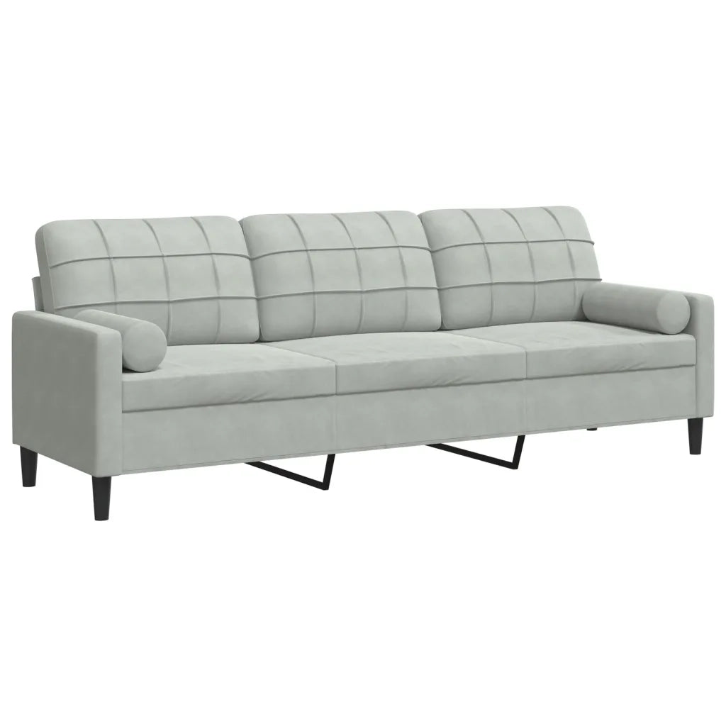 Divano a 3 Posti con Cuscini-Sofa 3 Posti con Cuscini Grigio Chiaro 210 cm in Velluto
