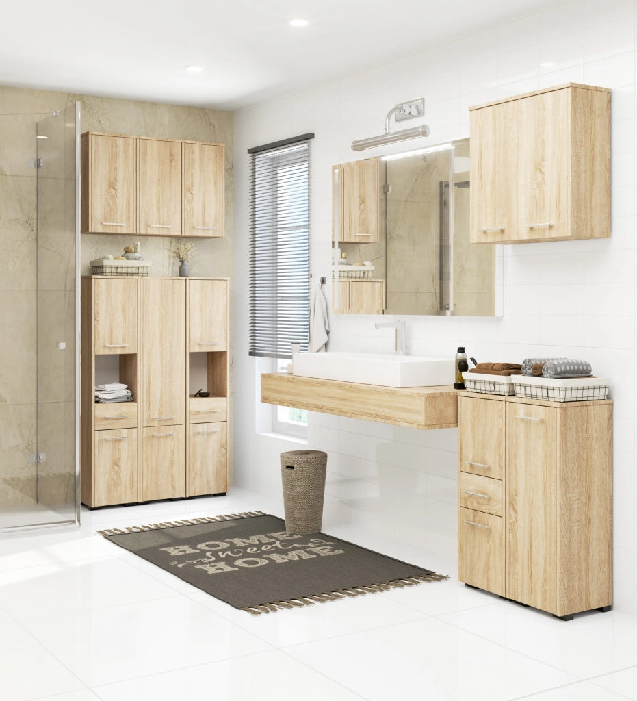 Mobile bagno sospeso AKORD FIN W64 H934 Quercia Sonoma 2 ante 64x94x30 cm