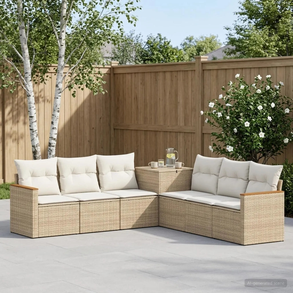 Set di divani 7 pz Beige e Bianco Crema 3448864