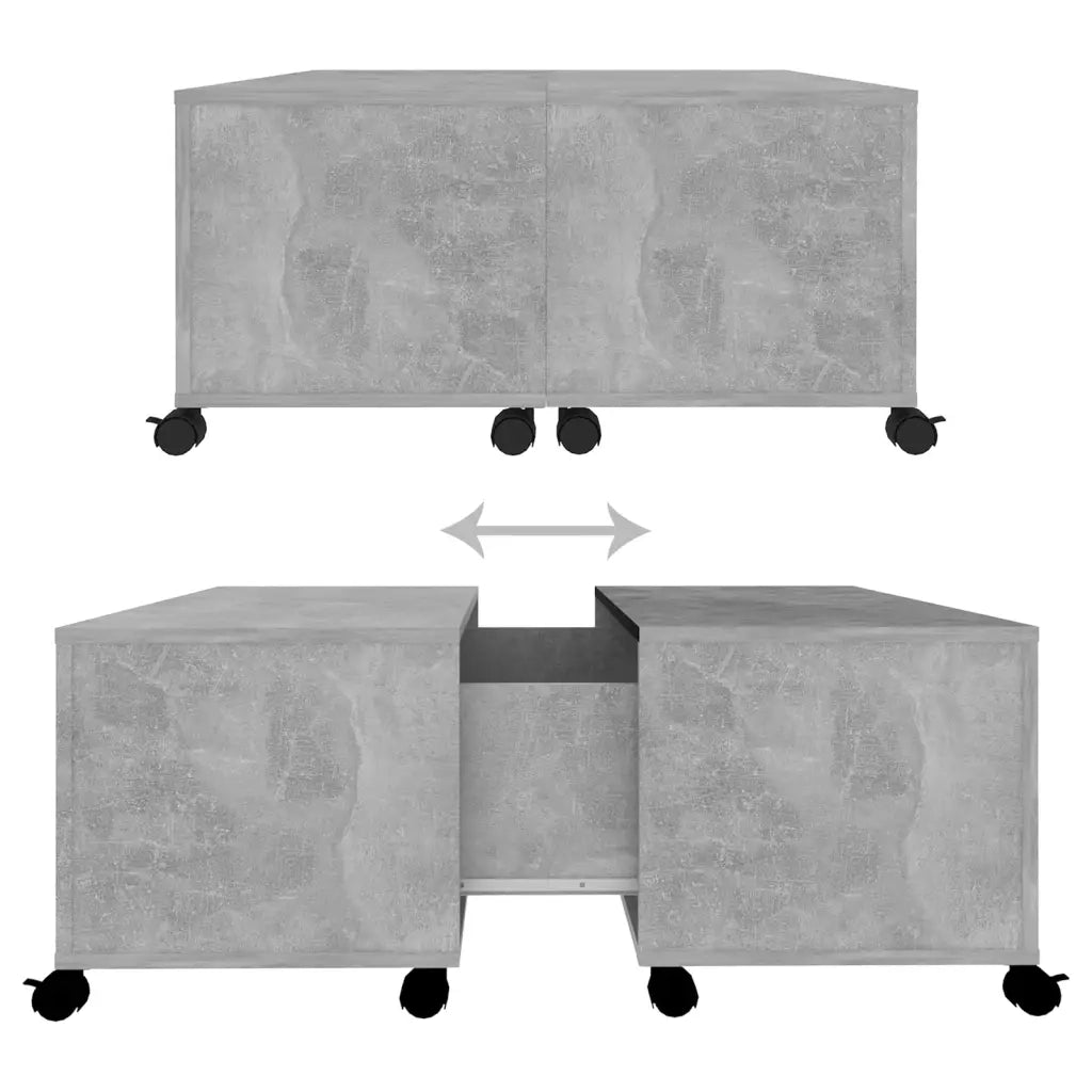 Tavolino da Salotto-Tavolino da soggiorno-Tavolo Grigio Cemento 75x75x38cm Legno Multistrato