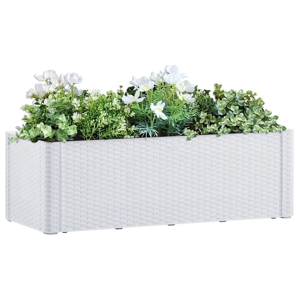 Fioriere | Cassetta per fiori | Letto Rialzato da Giardino con Sistema Irrigazione Bianco