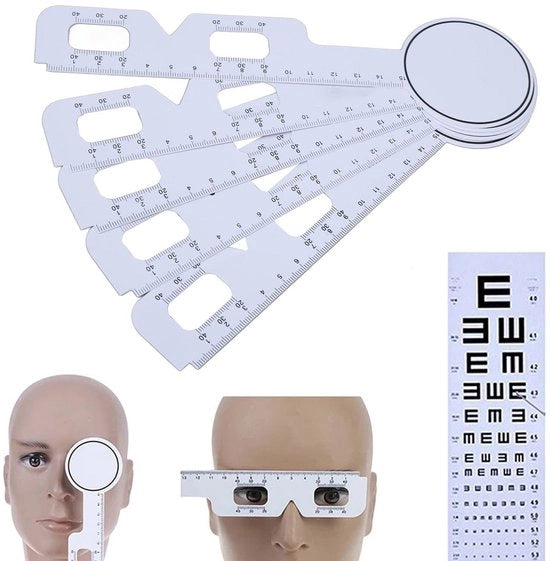 Strumento di misurazione oculare 5 in 1 - Pupilometro - Liniaal ottico - Misuratore di distanza pupillare - Maniglie antiscivolo - Progetto shockresistente - Misurazione oculare