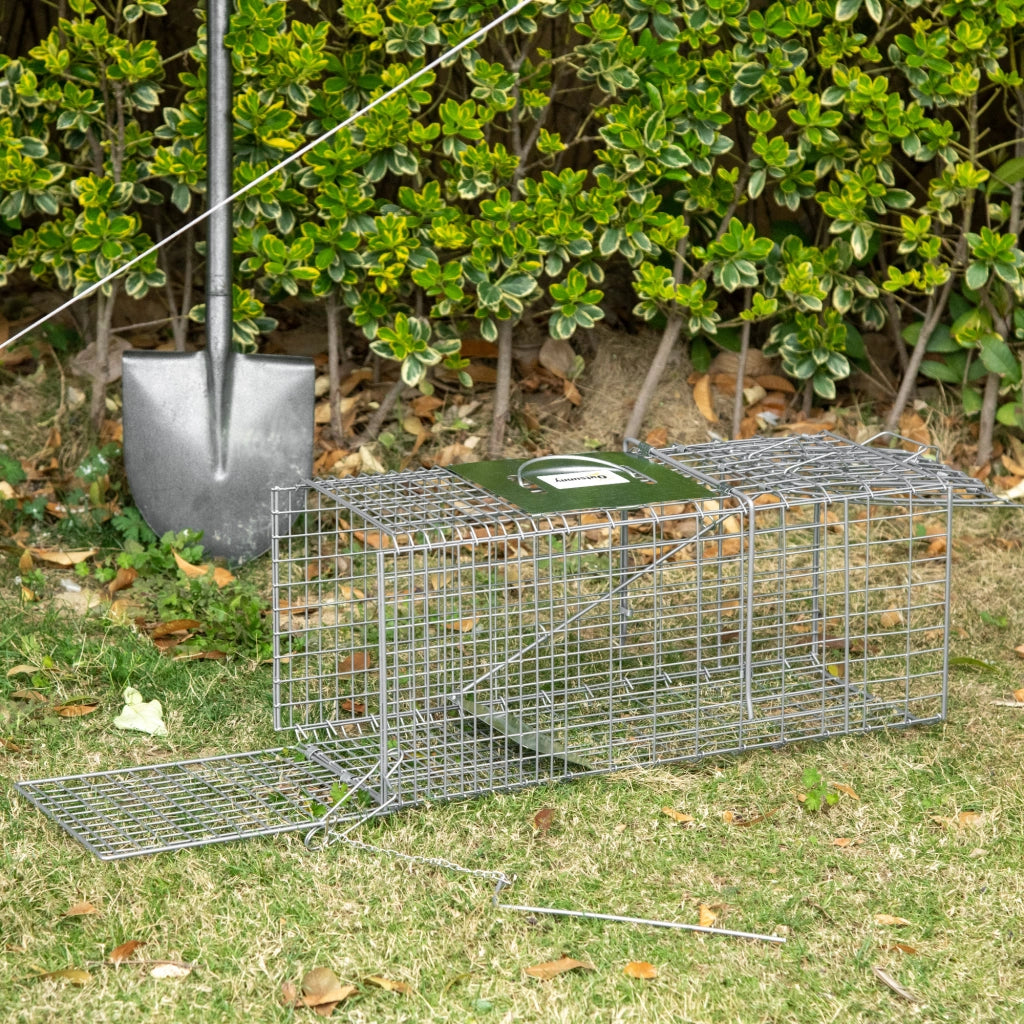 Trappola Gabbia Pieghevole per Topi ¨C Xylo ¨C 2 Porte con Maniglia 66x24x30.5cm Acciaio Grigio