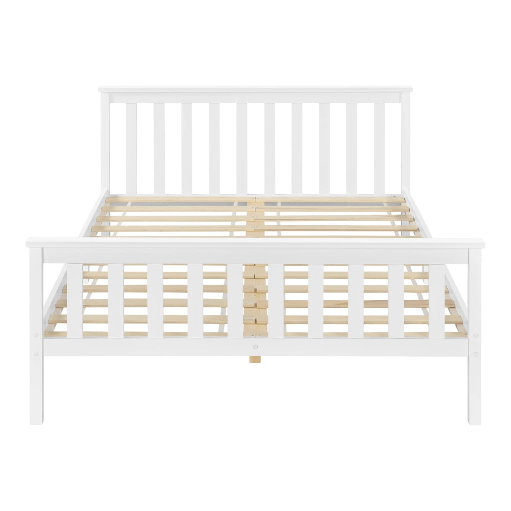 Struttura Letto Francese Breda 140 x 200 cm Letto in Legno di Pino con Testiera e Pediera - Bianco [en.casa]