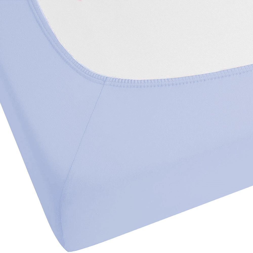 Lenzuolo con angoli cotone azzurro 180 x 200 cm con bordi elastici modello classico a tinta unita camera da letto classica