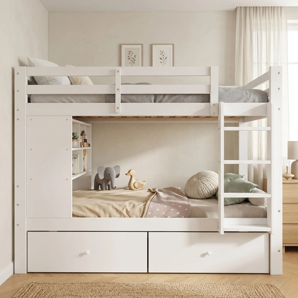 letto a castello legno bianco 90 x 200 cm