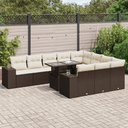 Set Divani da Giardino 11 pz con Cuscini Polyrattan Marrone 3326874