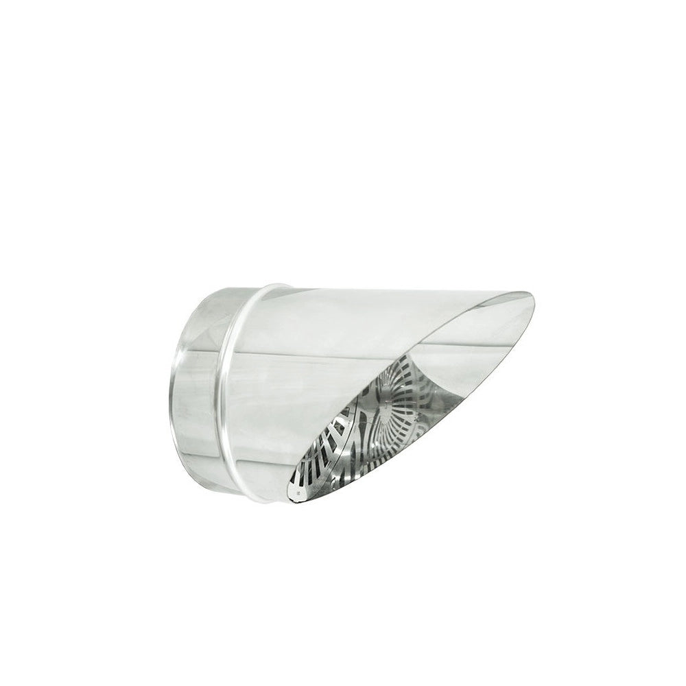 Fumaiolo da 120mm tipo a becco inox aisi 304 base tonda innesto m maschio