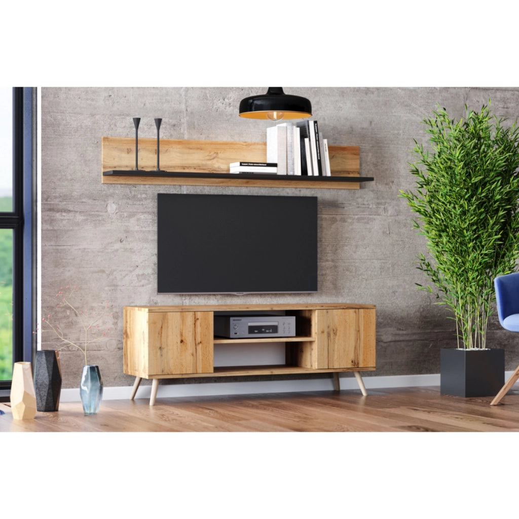 Mensola da parete Shelf 100 in rovere e nero