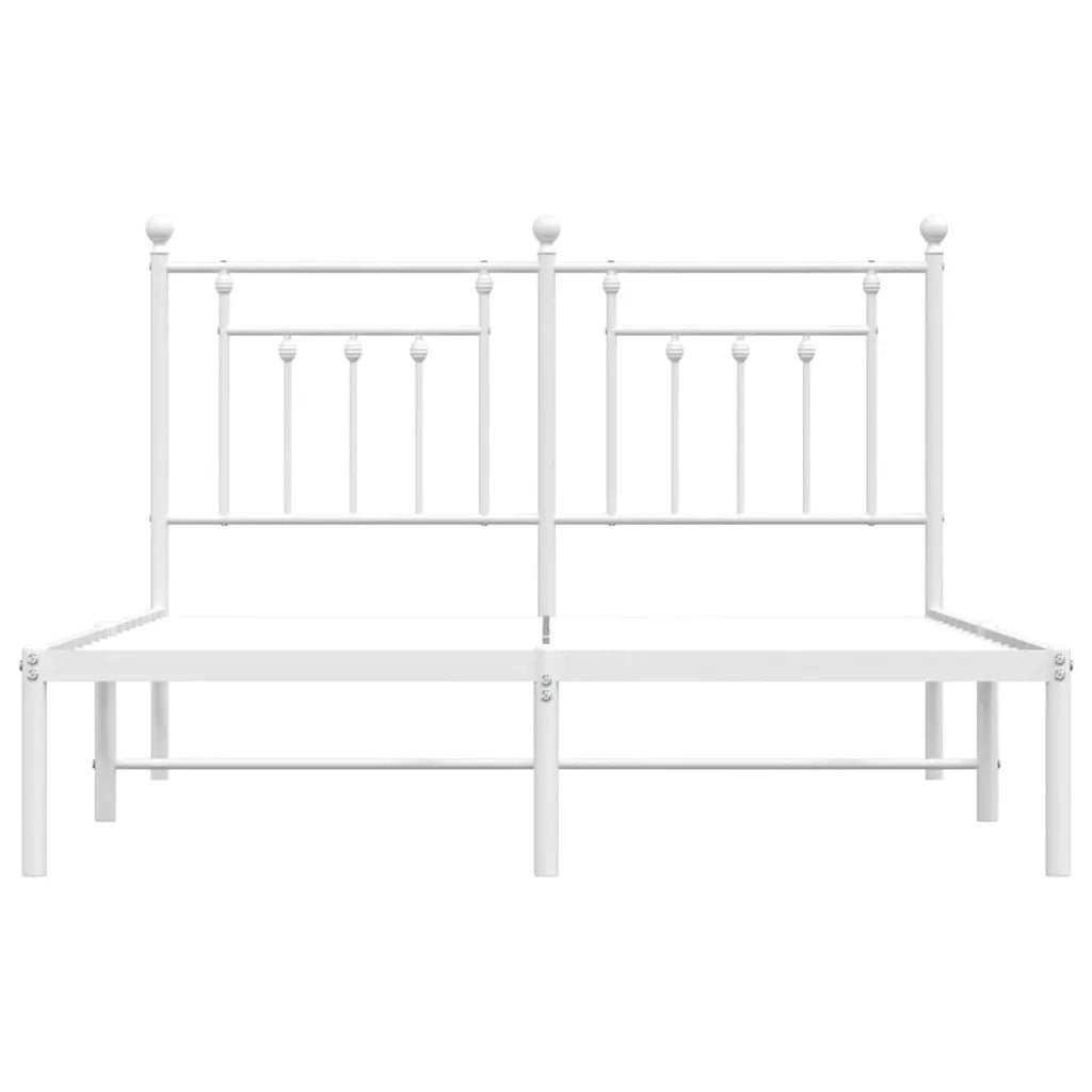 Letto matrimoniale | Letto per adulti | Giroletto con Testiera Metallo Bianco 140x200 cm