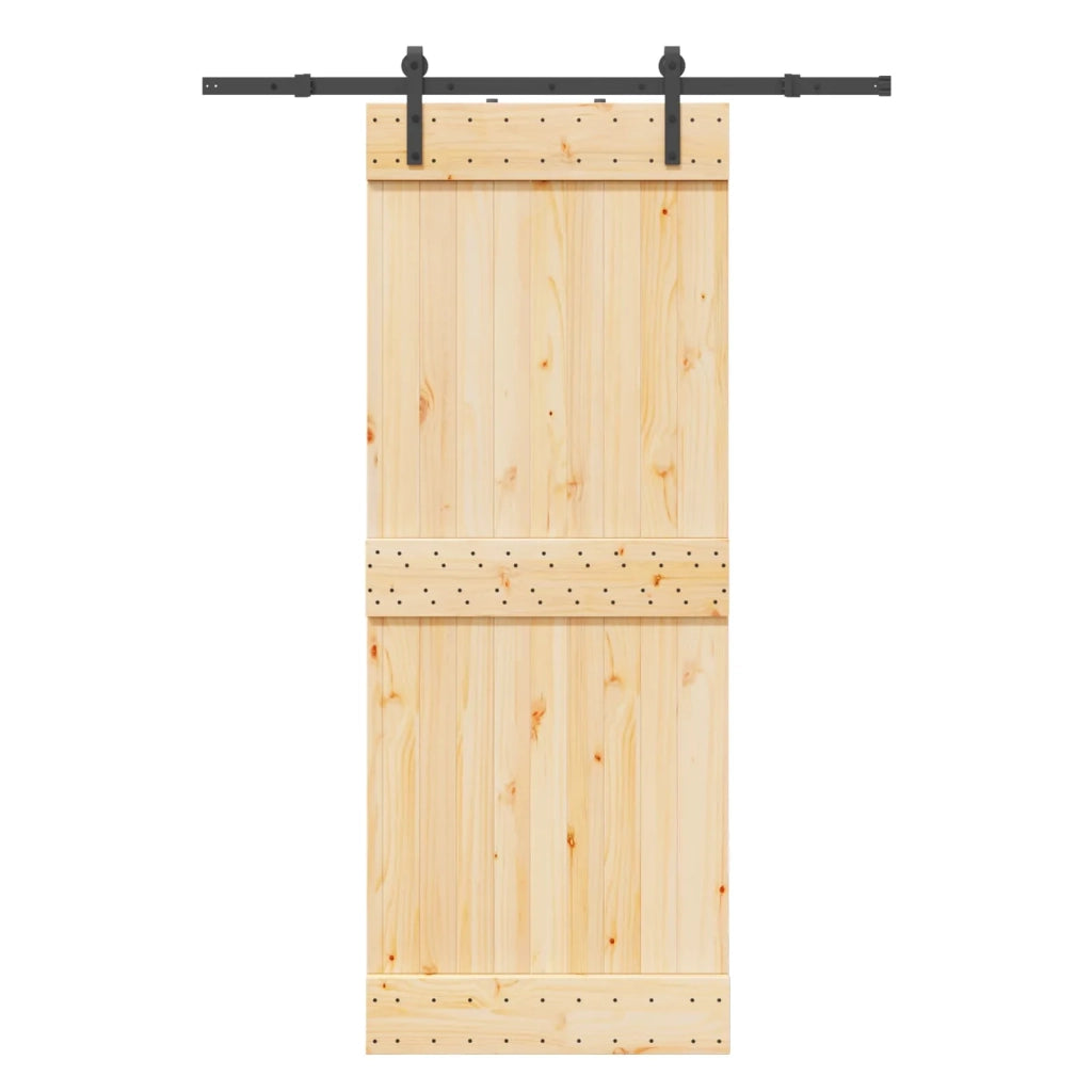 Porta scorrevole NARVIK Naturale e Nero 80 x 210 cm (152,5 cm) 3445252
