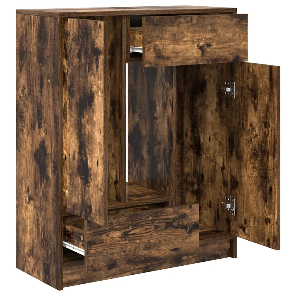 Credenza con Cassetti e Ante Rovere Fumo 73x31x90 cm 861854