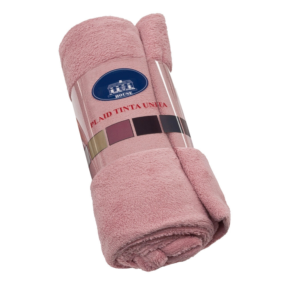 Coperta Plaid 130x160 cm Morbida Vellutata Pile Caldo Soffice Avvolgente Divano Letto Poltrona Rosa