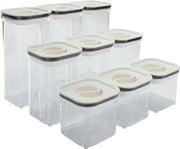 Set di contenitori in vetro con coperchio, a tenuta di aria, composto da 9 pezzi con piccolo (0,7 l), medio (1,1 l) e grande (1,5 l), contenitori per la conservazione del farina, del muesli e dello zucchero, materiale BPA-free.