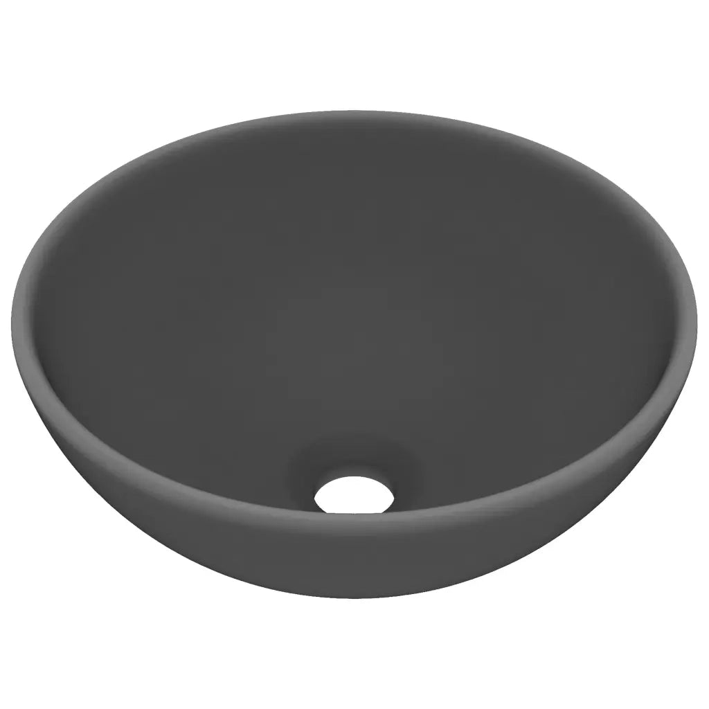 Lavandino Lusso Rotondo Grigio Scuro Opaco 32,5x14 cm Ceramica 146972