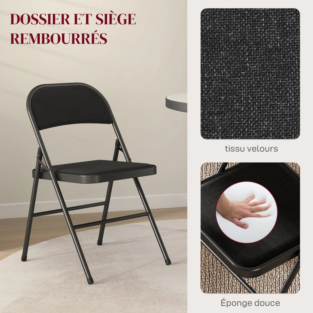 Set 4 Sedie Pieghevoli da Pranzo ¨C Xylo ¨C Struttura Metallo Nero 45x46x78cm