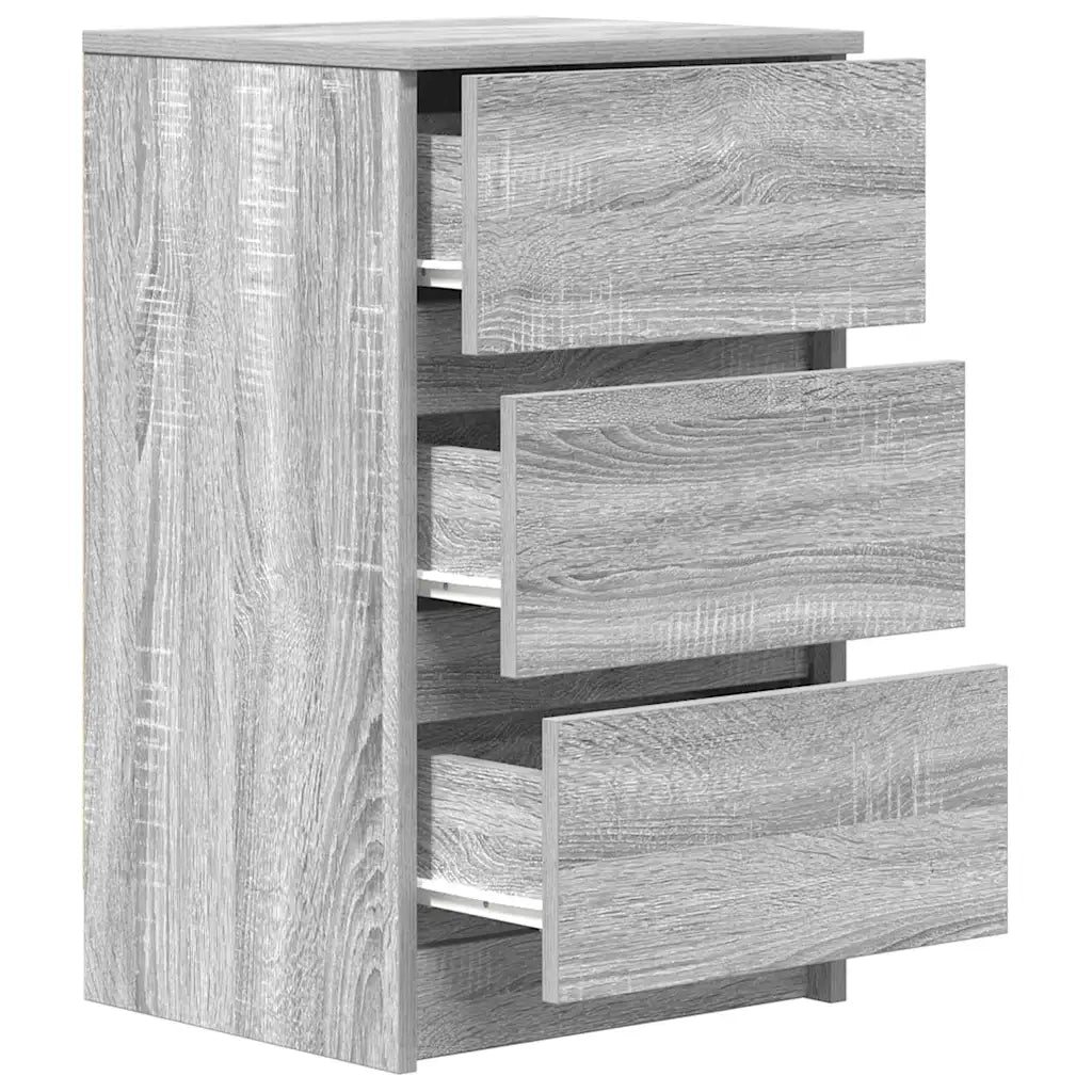 Comodini con 3 Cassetti 2 pz Grigio Sonoma 39x35x65 cm
