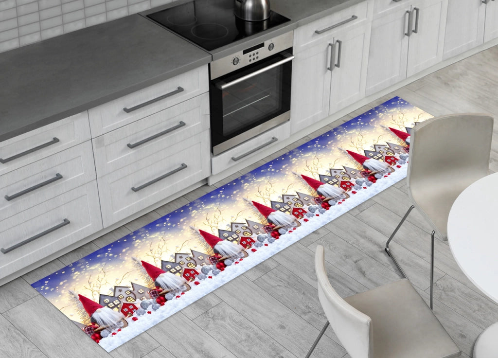 Tappeto Passatoia Cucina Antiscivolo Sottolavello Digitale Natale Snow House - 52x280 - Snow House