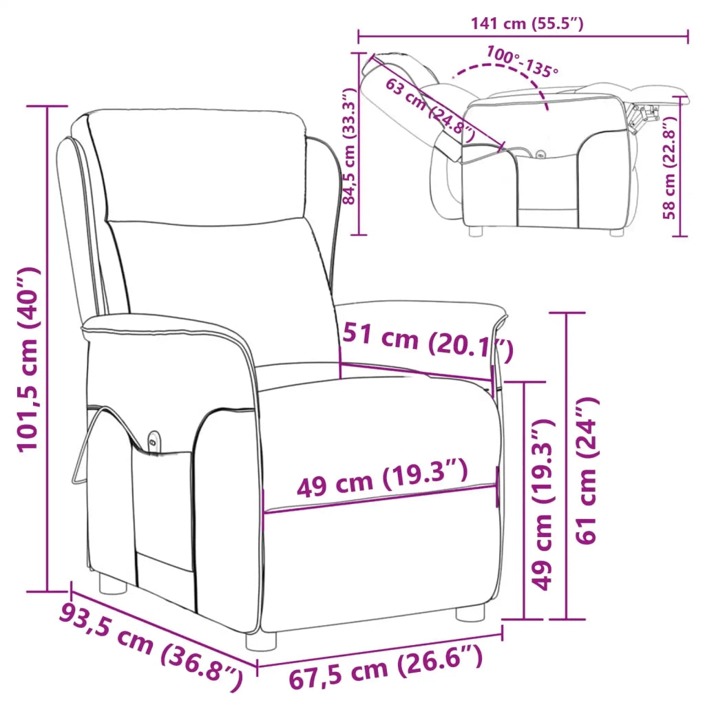 Poltrona | Sedia da massaggio Grigio scuro 93.5 x 67.5 x 101.5 cm Tessuto