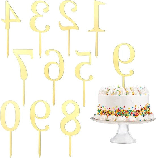 Decorazioni per torta per compleanno - 10 pezzi - Decorazione per torta riutilizzabile per compleanni - Adatta per tutte le età - Feste di compleanno e matrimoni - Decorazione per torta con numeri 0-9
