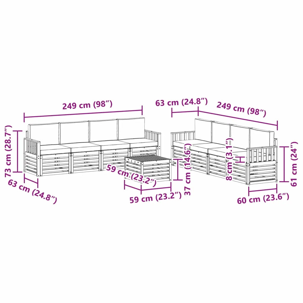 Set di divani da esterno 9 pcs Bianco e Grigio Chiaro 3391586