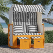 Strandkorb con Cuscini Polyrattan Legno Massello Bianco Grigio 318663