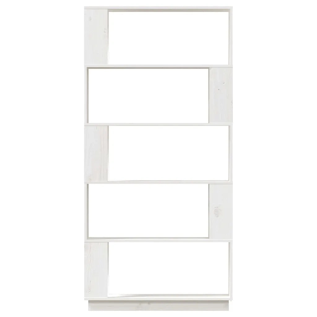 Libreria Divisorio-Scaffale per Libri-Mobile di Stoccaggio Bianco 80x25x163,5 cm Legno Massello di Pino