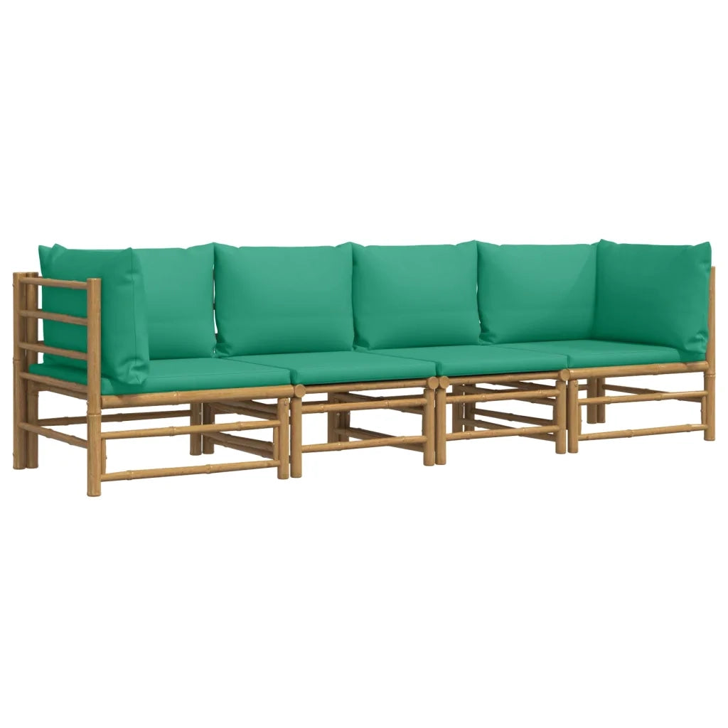 Set Salotto da Giardino 4pz con Cuscini Verdi Bambù 3155152