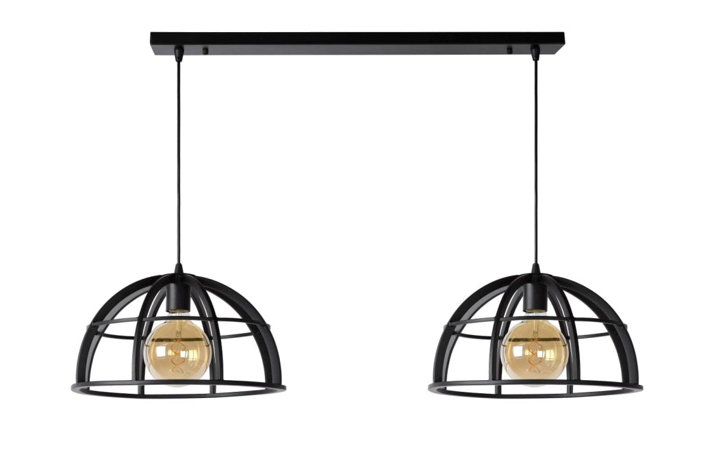 Lampada a sospensione Lucide Dikra 2xE27 nera 150cm
